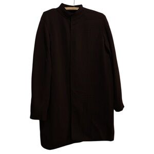 Eileen Fisher Textured Rayon Silk Open Front Jacket duster Eggplant size small